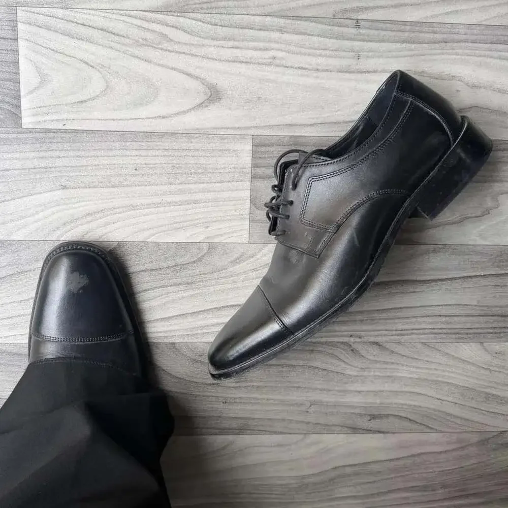 J. Murphy by Johnston & Murphy Cap Toe Oxfords Size 10 1/2 Black Leather